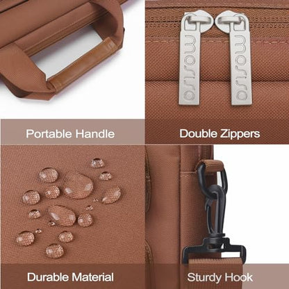 MOSISO Laptop Shoulder Bag 15.6 inch, 15-15.6 inch Computer Bag | Compatible with MacBook Pro 16 inch, HP, Dell, Lenovo with 2 Raised&1 Flapover&1 Horizontal Pocket&Handle&Belt, Caramel Brown - color: Caramel Brown, size: 16 inch