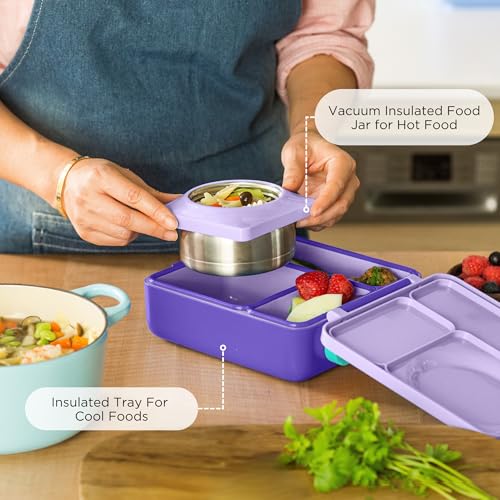 Omie OmieBox Kids Insulated Leakproof Bento Lunch Box with Food Jar (Purple Plum) - color: Purple Plum