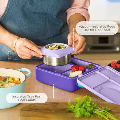 Omie OmieBox Kids Insulated Leakproof Bento Lunch Box with Food Jar (Purple Plum) - color: Purple Plum