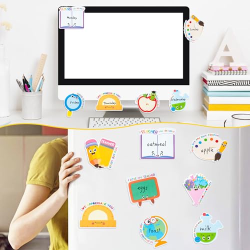 Xqumoi 30 Pack Teacher Sticky Note Back to School Office Classroom Supplies | Self-Sticky Writing Memo Pad, Daily Reminders Notepad, Page Marker, Book Pencil Ruler Shaped, Appreciation Gift, School Staff - style: Teacher Appreciation (Style 1)
