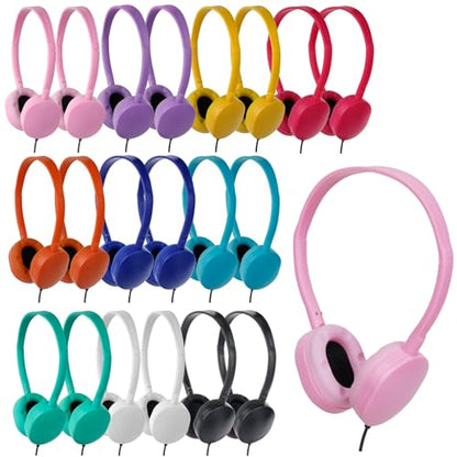 Bulk Headphones 30 Pack for Classroom School,3.5mm Jack Wired | Classroom Headphones for Kids Student Teens Boys Girls (Mixed Color)