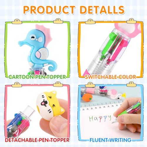 24 Pack 4-in-1 Multicolor Pens for Classroom Prizes, Bulk Fun Pens for Kids | 0.5mm Fine Point Ballpoint Pens, Teacher Must-Haves, Party Favors & Treasure Box Rewards, Bulk Student Gifts, Back to School
