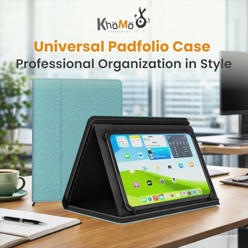 Universal Padfolio Case – Tablet Portfolio Organizer with Notepad Holder – Compatible with iPad 10th 11th Gen, iPad Pro 11, iPad 7 8 9 10.2 10.9 and 9.7 inches - color: Turquoise