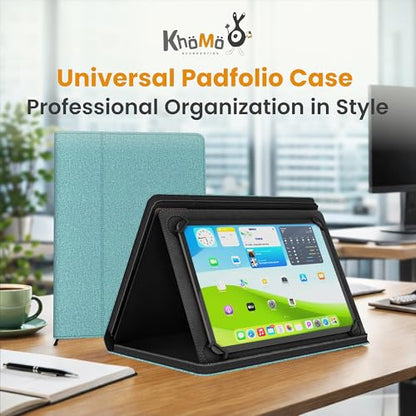 Universal Padfolio Case – Tablet Portfolio Organizer with Notepad Holder – Compatible with iPad 10th 11th Gen, iPad Pro 11, iPad 7 8 9 10.2 10.9 and 9.7 inches - color: Turquoise