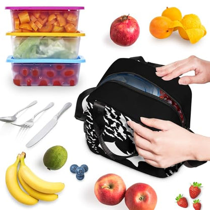 Bats Halloween Lunch Bag Insulated Lunch Box Large Capacity Meal Tote for Kids Women Men Cooler Bag Waterproof Adjustable Shoulder Strap Bat Lunch Tote for Work School Picnic Travel Office Hiking - color: Bat01