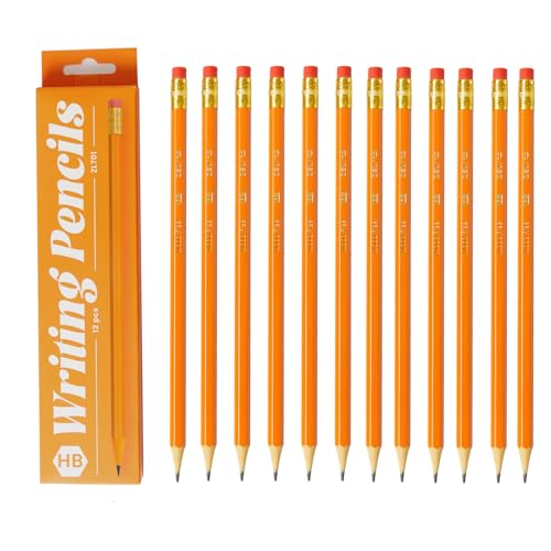 36 count #2 HB Pencils, Pre-sharpened Pencils with Eraser, 3 Pack 12pcs Number 2 Pencil for Writing, Drawing and Sketching, Ideal Back to School Supplies, Office Essentials, Yellow