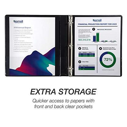 Samsill 8 Pack Durable 1 Inch 3 Ring Binders, Round Ring, Clear View Cover for Presentations, Black - color: Black, size: 1-Inch