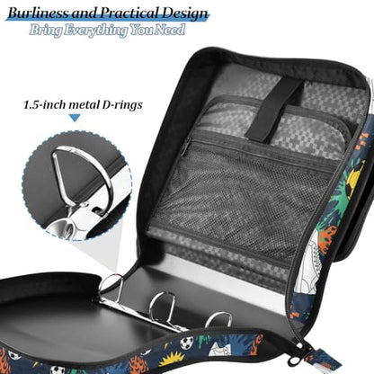 Zipper Binder Bag 3 Ring File Folder Portfolio Organizer Zippered Binder Bags with Strap Fits Laptop Women Men - color: Multi-shoes Balls Colorful