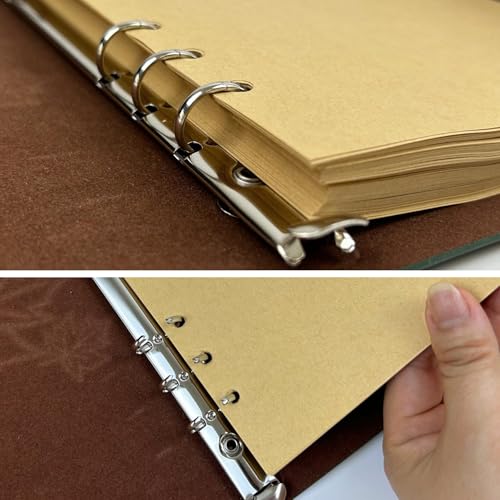 Leather Writing Journal Notebook,Classic Spiral Bound Notebook Refillable Diary Sketchbook Gifts with Unlined Travel Journals to Write in for Girls and Boys(Leaves,A6/Dark Green) - color: 03-A6/GreenMaple