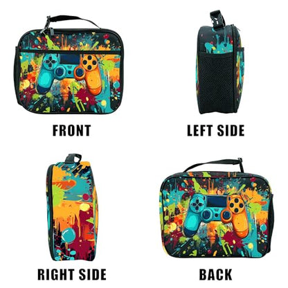 Game Lunch Box Insulated Reusable Lunch Bag Tote Cooler for Women Men Boy Girl School Work Office Picnic - color: Game