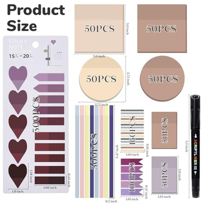 Temiary 1160 Sheets Transparent Sticky Notes with Pen for Bible Study | Sticky Note with Index Tabs Set for Annotating Journaling, Bible Study Book Annotation - color: Pink & Purple