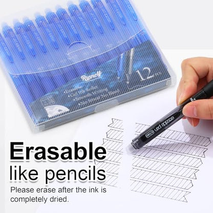 USUAL Retractable 6 Black 6 Blue Erasable Gel Pens Clicker, Fine Point(0.5mm),Make Mistakes Disappear, Premium Comfortable Grip, Smooth Writing Pen Office Back-to-School Supplies - color: 6 Black 6 Blue