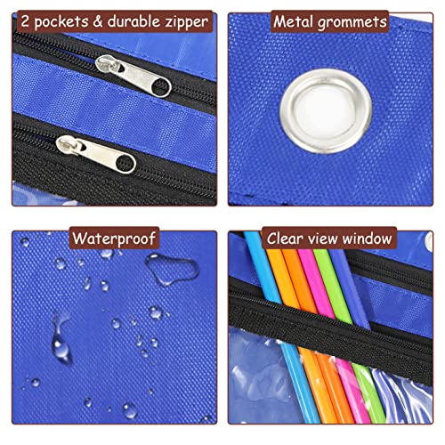 YoeeJob 1 Pack Pencil Pouch for 3 Ring Binder, Expandable Binder Pouches with Zipper, Large Capacity Pen Holder Case with Clear Window School Class Office Organizers, Blue - color: Blue