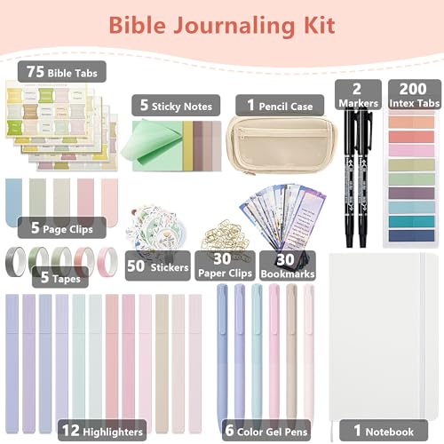 Vienrose Bible Journaling Kit, Bible Study Supplies, Book Annotation Kit, Bible Highlighters and Pens No Bleed, 75 Bible Tabs Notebook Christmas Christian Gifts, Bible Journaling Supplies for Women | Bible highlighters no bleed, Bible study supplies, Sinc