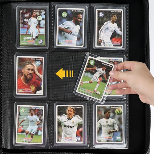 Toploader Binder,Toploader Hard Cases, 9-Pocket Pages Sleeves Hold up 288 Cards.Toploader Card Binder with Sleeves for “3×4” rigid，Card Holder(grey) - color: grey-1, size: 9 Pocket 288 Toploader