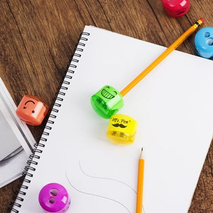 Mr. Pen- Pencil Sharpeners Manual, 48 Pack, Dual Hole, Smiley | Bulk Handheld Pencil Sharpener, Compatible with Standard and Jumbo Pencils, Snap-on Lid, Stainless Steel Blade - size: 48 Pack