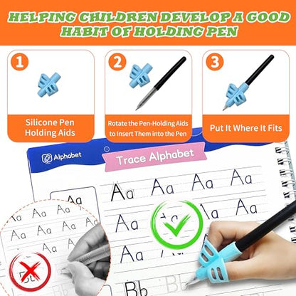 Magic Grooved Writing Practice for Kids, Reusable Grooved Workbook | Handwriting Practice for Kids Ages 3-8 - with Disappearing Ink, Letters Numbers & Tracing Books, Large Preschool Gift Set