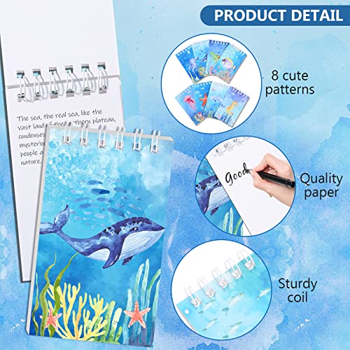Nezyo 24 Pcs Mini Ocean Animals Notebooks Under the Sea Party Favor Set Sea Animal Pocket Notepads Underwater World Memo Books for Kids Classroom Rewards Birthday Party Gifts Favor