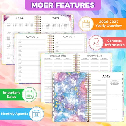 Academic Planner 2026-2027, 18 Months Weekly & Monthly Calendar Planner | July 2026 - Dec 2027, 9" x 11.6" A4 Size, Hardcover Daily Agenda with Tabs, Inner Pocket, Bookmark, Stickers, Sticky Note Set - color: Colorful Tree of Life, size: A4