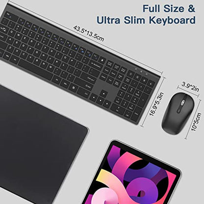 cimetech Wireless Keyboard and Mouse Combo, 2.4G USB Full Size Wireless Computer Keyboard and Adjustable Mouse for Computer/Laptop/PC/Mac/Windows - Black - color: Matte Black