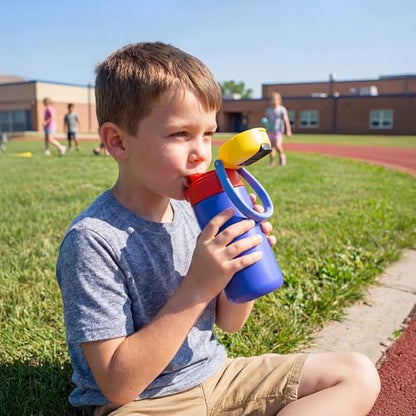 Fijinhom 12 oz Toddler Water Bottle with 2-in-1 Lid, 304 Stainless Steel Insulated Bottle, Kids Water Bottle for School Boys Girls, Leak-Proof Great for Sport, Travel & Gift, Technology Blue - color: Technology Blue