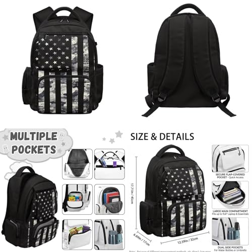 American Flag Camo Backpack and Lunch Box for Boys Backpacks with Lunchbox Water Bottle Pouch Kawaii Pencil Case Girls Bookbag Ages 8-10 for Back to School Teen Elementary Middle High School - color: American Flag Camo