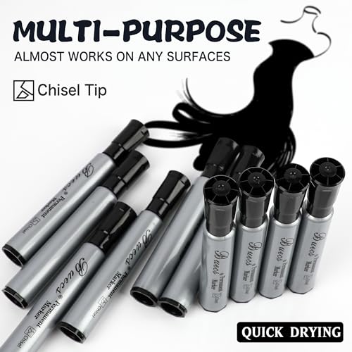 Buecs Permanent Markers, 80 Count Black Permanent Markers, Chisel tip, Waterproof &Fade Resistant, Quick Drying, Office Supplies for School, Office, Home