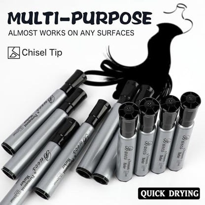 Buecs Permanent Markers, 80 Count Black Permanent Markers, Chisel tip, Waterproof &Fade Resistant, Quick Drying, Office Supplies for School, Office, Home