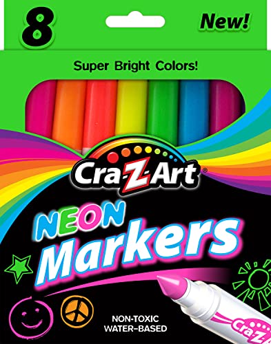 Cra-Z-Art Neon Broadline Markers, 8 Count (10112) - size: 8 Count (Pack of 1)