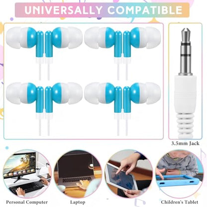 50 Pack Earbud Bulk Headphone for Classroom Earphone Earbud with Wire Individually Bagged Wired in Ear Buds(Sky Blue) - color: Sky Blue