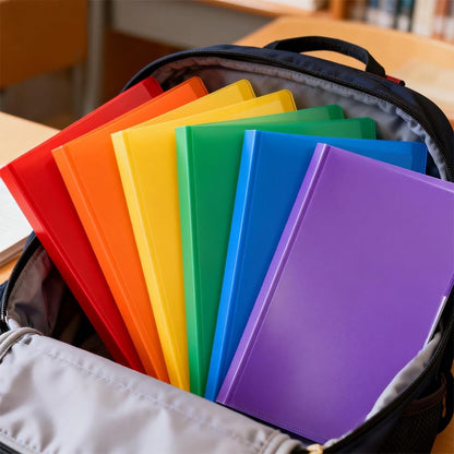 6 Pack Folders with Pockets Plastic Paper File Folder for School Office Home Business Fit Letter Size Paper Black - color: Black