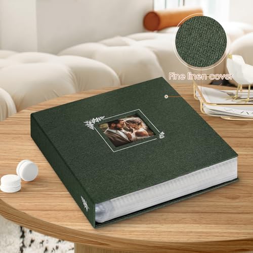 Lanpn Scrapbook Photo Album 8.5x11, Linen Window Design Cover Top Load 3 Ring Folder Binder Photobook Photo Book 8.5 x 11 inch with 30 Plastic Sleeves 60 Pages Green - color: Green, size: 8.5x11"