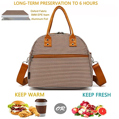 FlowFly Insulated Lunch Bag With Shoulder Strap for Women, Men, and Kids, Large and Reusable, Handle, Freezable Work and School Travel Tote and Meal Prep Organizer,Coffee - color: Coffee