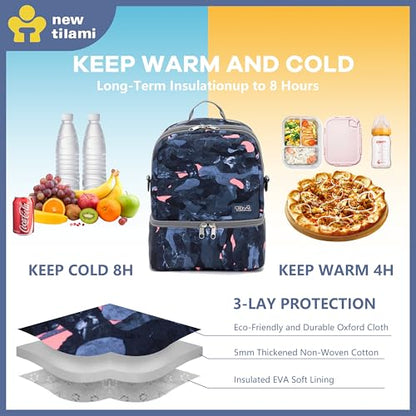 NEW TILAMI Kids Lunch Bag Double Insulated for tilami Rolling Backpack Girls Boys forTravel School Picnic, Spotted Camo Blue - color: Spotted Camo Blue