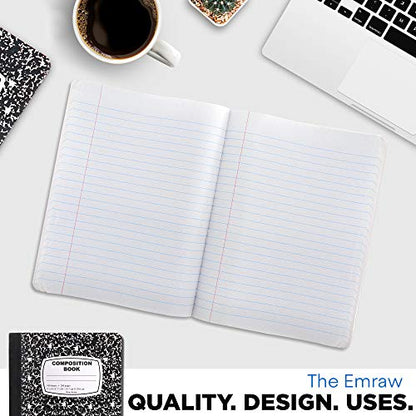 Emraw Marble Composition Notebook Wide Ruled Black and White Composition Books 100 Sheets (4 Pack) - By Enday - color: Black Marble, size: 4 Pack