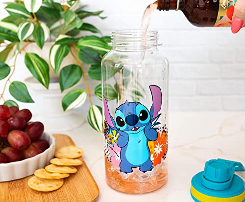 Silver Buffalo Disney Lilo and Stitch Tropical, Plastic Water Bottle, 32oz | Island Vibes, Twist Spout, Sticker Set, You Stick Yourself, 0.95 Liters - color: Lilo and Stitch Tropical Island Vibes