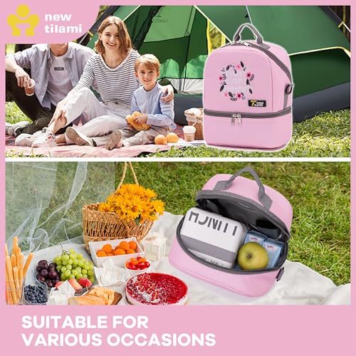 NEW TILAMI Kids Lunch Bag Double Insulated for tilami Rolling Backpack Girls Boys forTravel School Picnic, Blush Bloom - color: Blush Bloom