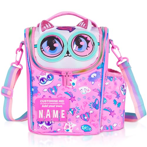 Kids Cooler Insulated Lunch Bag, Back to School Large Meal Tote for Girls, Boys, Men, Women, with Water Bottle Holder and Adjustable Strap, Cat - color: Cat