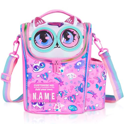 Kids Cooler Insulated Lunch Bag, Back to School Large Meal Tote for Girls, Boys, Men, Women, with Water Bottle Holder and Adjustable Strap, Cat - color: Cat