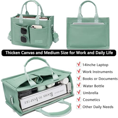 ZHMO Canvas Tote Bag for Women,Women's Bags Crossbody Bags Work Laptop Tote Bag Large Handbags Purse for Travel Nurse Teacher - color: Green With Compartments