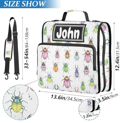 Cute Tiny Animals Print Custom Zipper Binder Bag 3 Ring with Shoulder Strap & Handle Personalized Binder Bag Expandable File Folder for School - color: Multi-cute Tiny Animals