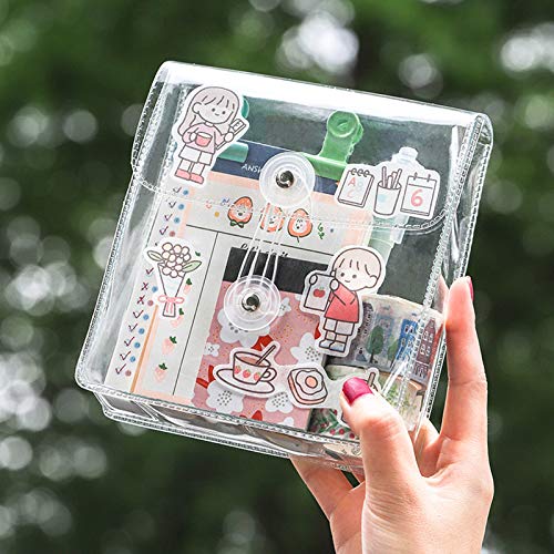 Washi Masking Tapes Multi Organizer Pouch, Minimalist Transparent Large-Capacity Visible Portable Storage Bag for Stationery Stickers Travel Small Object Planner Pens Journal Supplies - color: Stickers Organizer