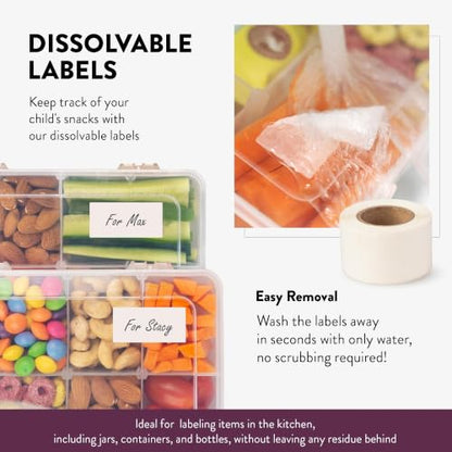 Snack Box Containers Set of 2-Reusable,100 Dissolvable Labels, 8 Adjustable Compartments, Dishwasher Safe, BPA-Free, Food Grade, Durable Design, PARENT TESTED PARENT APPROVED AWARD (2 Pack)(Clear) - color: Clear (New), size: Small