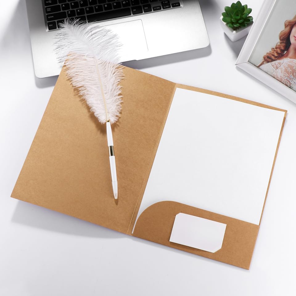 20pcs File Folders A4 Kraft Paper File Folder Brown Paper Presentation Document Pocket for Office School Home Arts Crafts Use