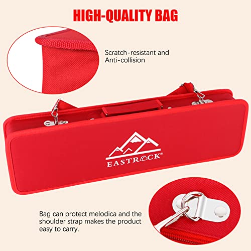 EastRock 37 Key Melodica Instrument Air Piano Keyboard Soprano style Pianica with Mouthpiece Tube Sets and Carrying Bag Black - color: Red, size: 37key