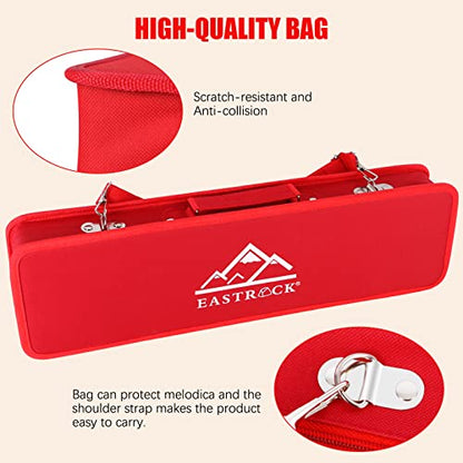 EastRock 37 Key Melodica Instrument Air Piano Keyboard Soprano style Pianica with Mouthpiece Tube Sets and Carrying Bag Black - color: Red, size: 37key