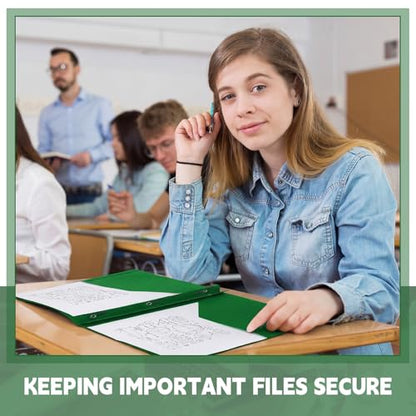 Teling 24pcs Heavy Duty Plastic Folders with Clear Front Pocket and Card Slot, 3 Prongs and 2 Pockets, Letter-Size, Reports Document Presentations Office Supplies, Back to School Gifts (Dark Green) - color: Dark Green