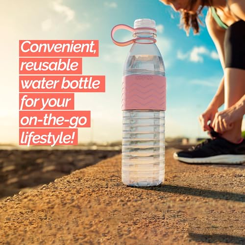 Copco Hydra Water Bottles with Lids, 20 Oz - Light Pink, Set of 2 | BPA-Free Tritan Reusable Bottles with Leak Resistant Lids, Wide Mouth Opening, Non-Slip Grip Sleeve for Home, Office & Travel - color: Light Pink