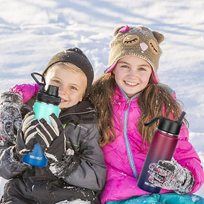 MEZMUT 18oz Insulated Water Bottle with Straw&2 Lids Stainless Steel Water Bottles Kids Metal Thermos Water Bottle Cup for School Vacuum Insulated Bottles Leak-Proof Travel Cup (Gradient Blue) - color: Gradient Blue, size: 18 Ounces