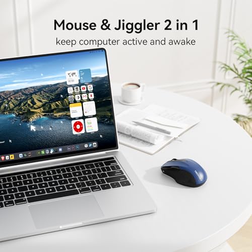 TECKNET Rechargeable Jiggler Wireless Mouse (BT5.0/3.0 & 2.4G) 4800 DPI Silent USB A & Bluetooth Mouse 6 Buttons, Wide Compatibility - Blue - color: Blue